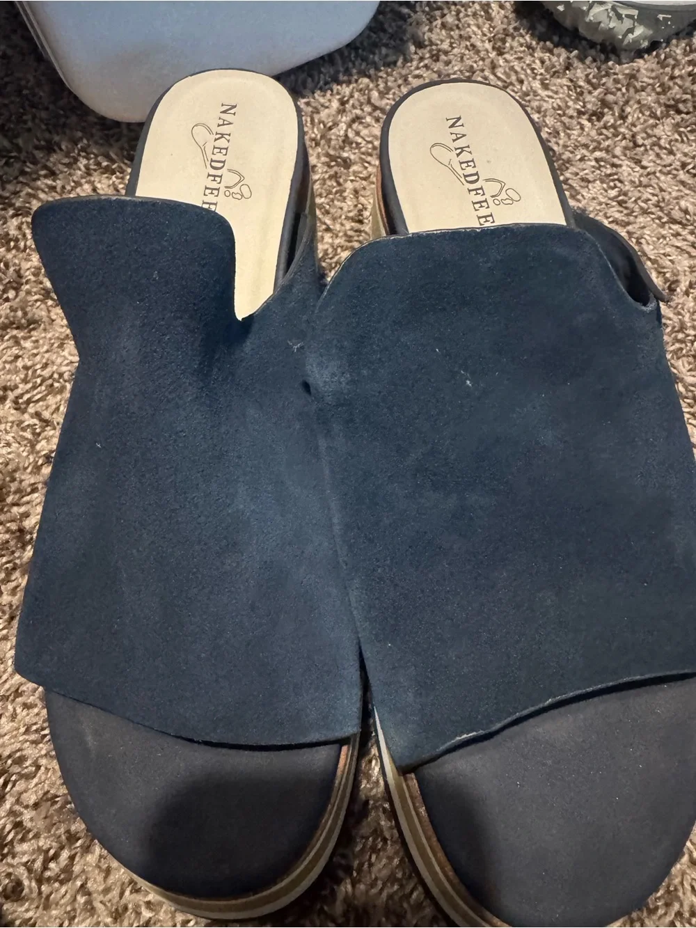 NakedFeet Flow In Navy Platform Sandals 8.5